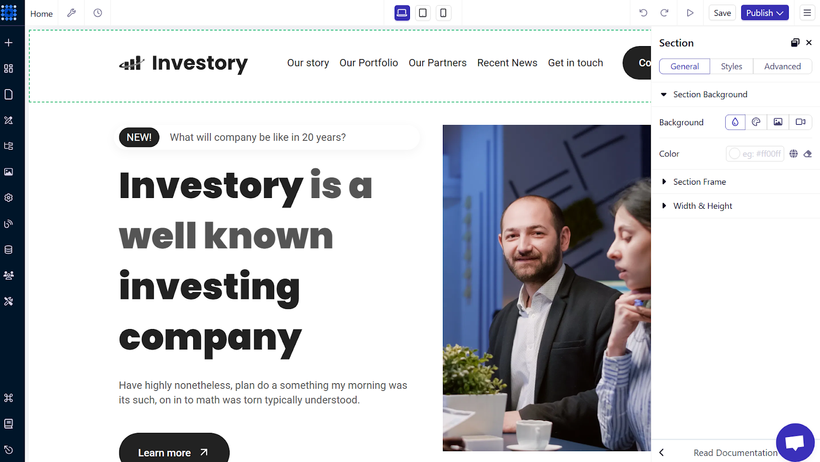 Dorik AI powere website builder